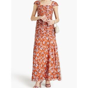 Mikael Aghal Orange Floral Maxi Dress